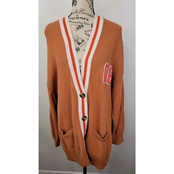 Aerie Oversized Varsity Cardigan Womens SZ Large Letterman Boyfriend Sweater - Picture 2 of 11